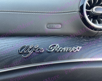 1 x 3D raised Alfa Romeo (Chrome) Metal Made Dashboard, Center Console Emblem Badge Interior Exterior Logo Giulia Stelvio 4C