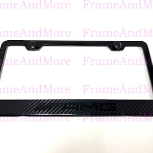 1 x AMG Carbon Fiber Box Style Stainless Black Metal License Plate Frame Holder