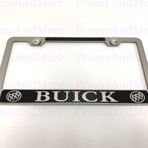 1 pc BUICK Carbon Fiber Box Style Stainless Steel Chrome Metal License Plate Frame Holder