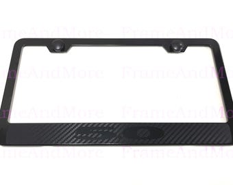 1 x 5.0 Carbon Fiber Box Style Stainless Black Metal License Plate Frame Holder For Mustang GT
