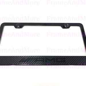1 x AMG Carbon Fiber Box Style Stainless Black Metal License Plate Frame Holder