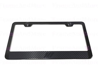 1 x /// 3-Stripes Carbon Fiber Box Style Stainless Black Metal License Plate Frame Holder For BMW bimmer