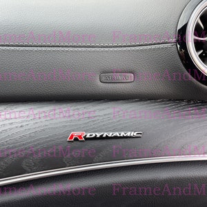 1 x 3D Raised R-Dynamic Metal Made Dashboard, Center Console Emblem Badge Interior Exterior Logo