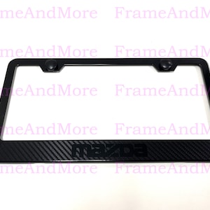 1 x Mazda Carbon Fiber Box Style Stainless Black Metal License Plate Frame Holder