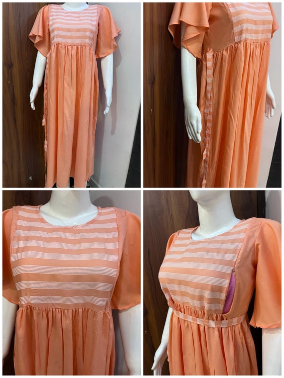 Beautiful Flared Maternity Gown Rayon Peach  Kurti