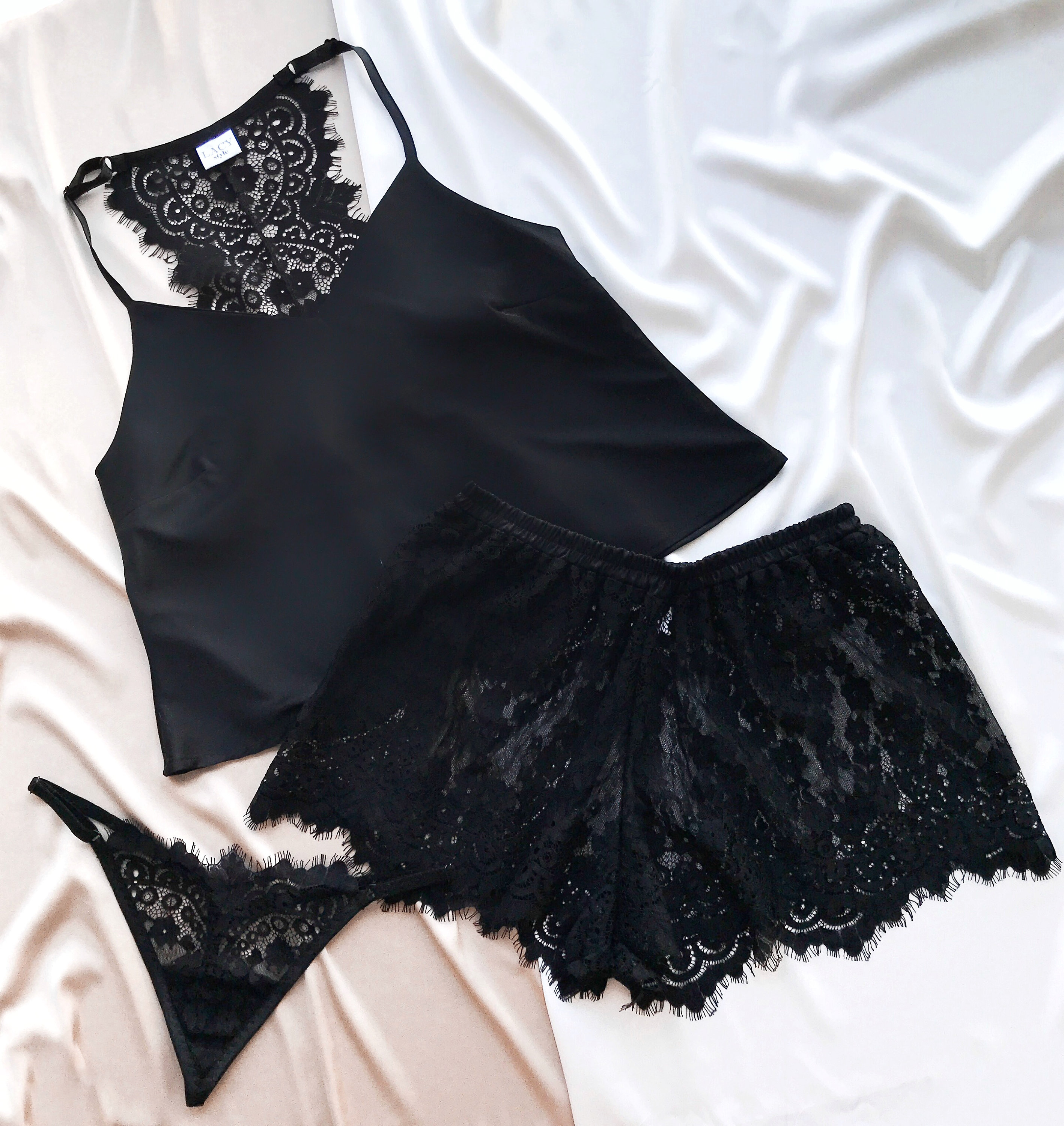 Sexy nightie Black silk pajama mesh silk set sheer pajama Etsy