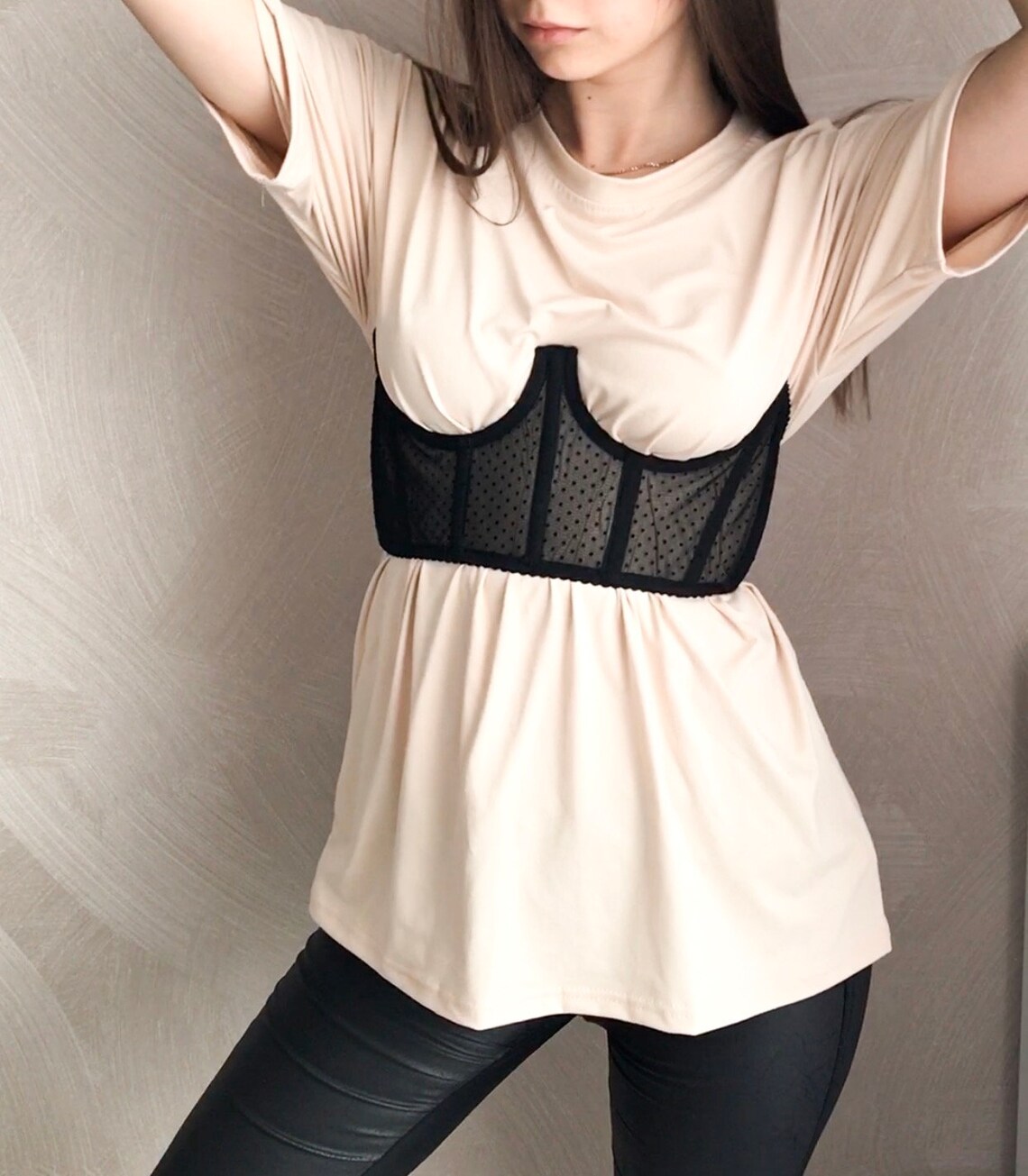 Cupless Black Corset, Underbust Corset Bra, Open Cupless Bra, Cupless