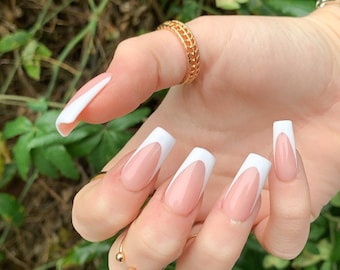 French Tip Nails Etsy