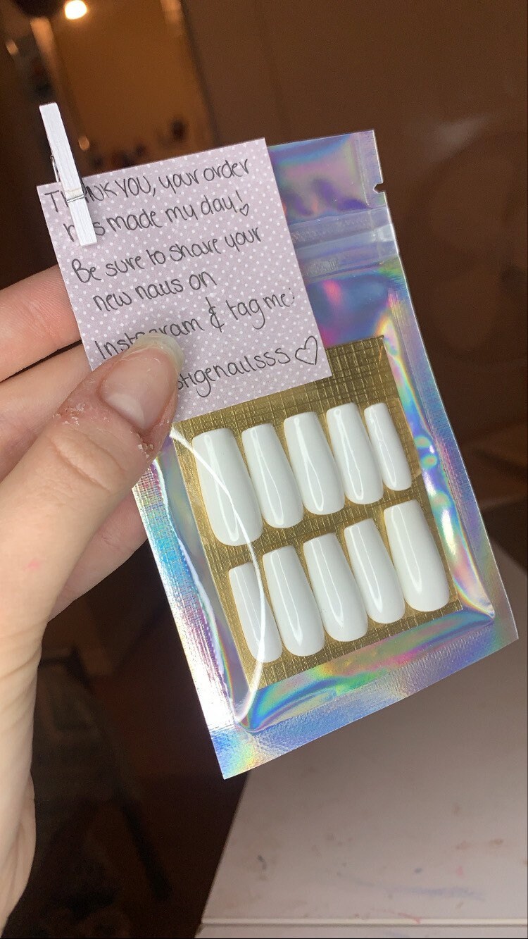 Schlichte weiße Nagelpresse Nagelkleber Falsche Nägel | Etsy