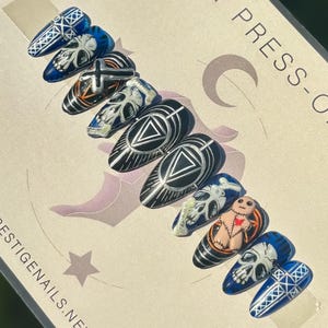 Black & Blue Voodoo Witchy 3D Press On Nails || gothic nail art, alternative nails, witchy nails, funky nails, alt nails, satanic