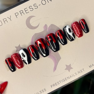Ghost Face Horror Movie Halloween Press On Nails || halloween party stick on nails, scary movie nails, spooky nails