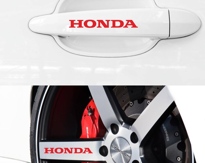 Honda Decals Stickers 8pcs for Door Handle and Wheels Rims Red Black ...