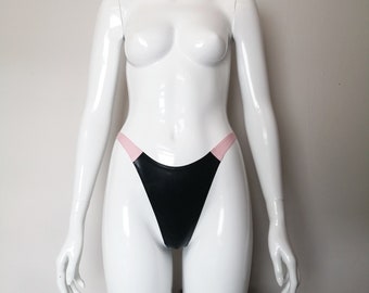 Latex highwaist thong back knickers