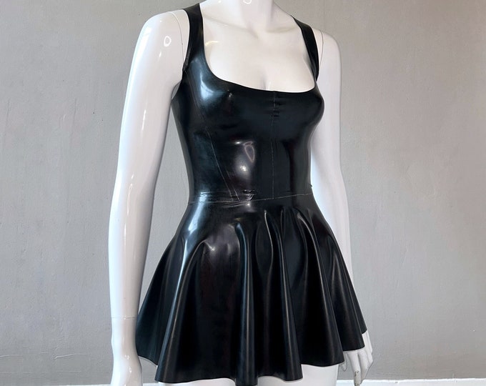 latex-corset-style-mini-dress-with-circle-skirt-custom-made-etsy-uk