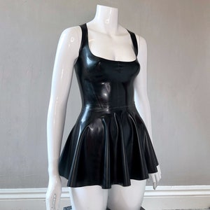 Latex Corset Style Mini Dress with Circle Skirt. | Custom Made.