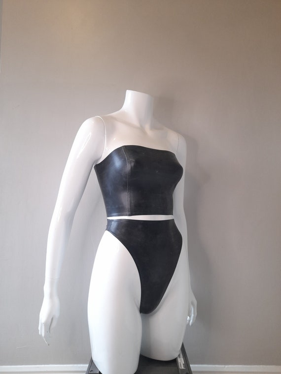 Buy Latex High-waist Thong Back Knickers and Tube Top Custom Made. Online  in India 