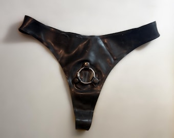 Latex O-ring, metal-wear Thong, Custom Made Item (please read description for ring sizing)