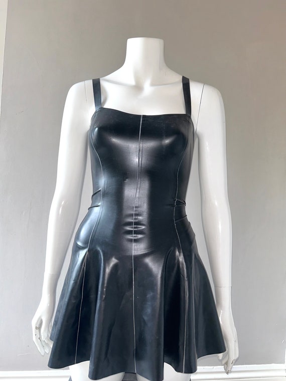 Latex Animals & Nature Dress Unisex Costumes Unisex Black With Garters   Made In UK, Edgy Fashion / Costume Piece (Style 419b) Latex Mini Dress