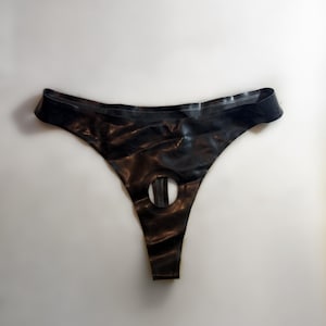 Latex Simple Hole Front Thong | Custom Made