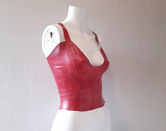 Latex Metal-wear, Thick Strap Plunge Top. Custom Made.