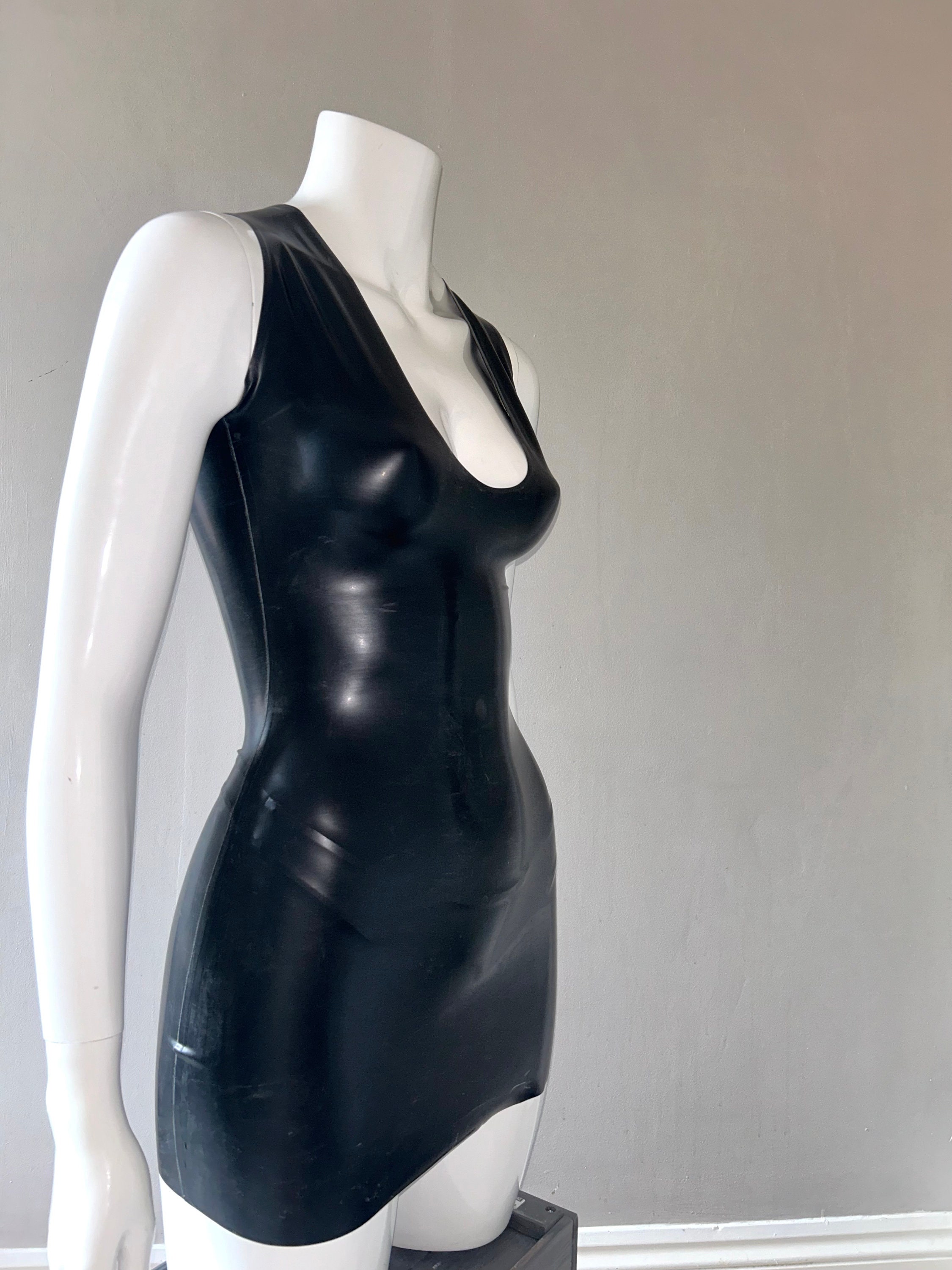 Latex Dress With Plunge Neck Line and Low Back. Tight Body-con Mini Dress.  Custom Made - Etsy