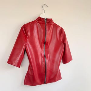 Latex High Neck, Crop Sleeved T-shirt, Top. With Personalised Lettering. Custom Made image 4