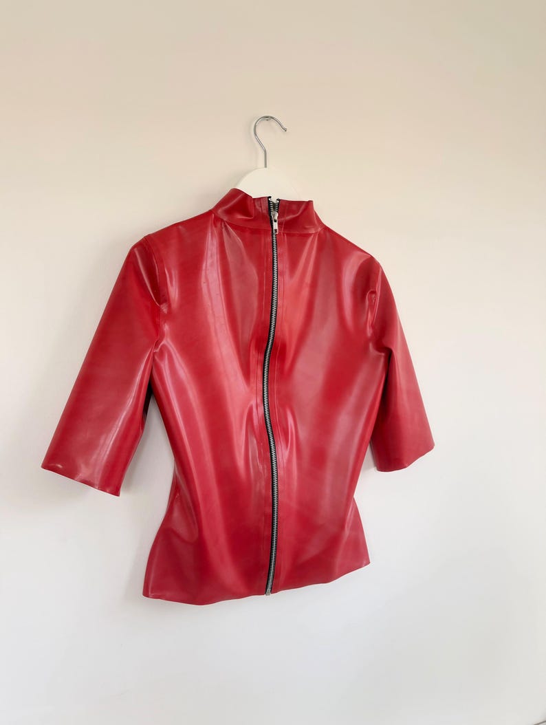 Latex High Neck, Crop Sleeved T-shirt, Top. With Personalised Lettering. Custom Made image 4