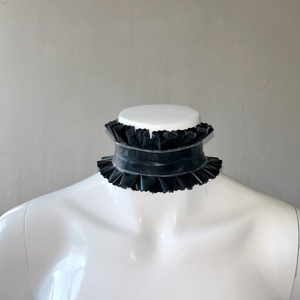 Latex Double Frill Popper Collar. Choker | Custom Made Accessories.