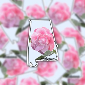 | d’autocollants de fleurs de l’État de l’Alabama | autocollant camellia | d’autocollant de fleur d’État | d’autocollants de l’Alabama Autocollant floral