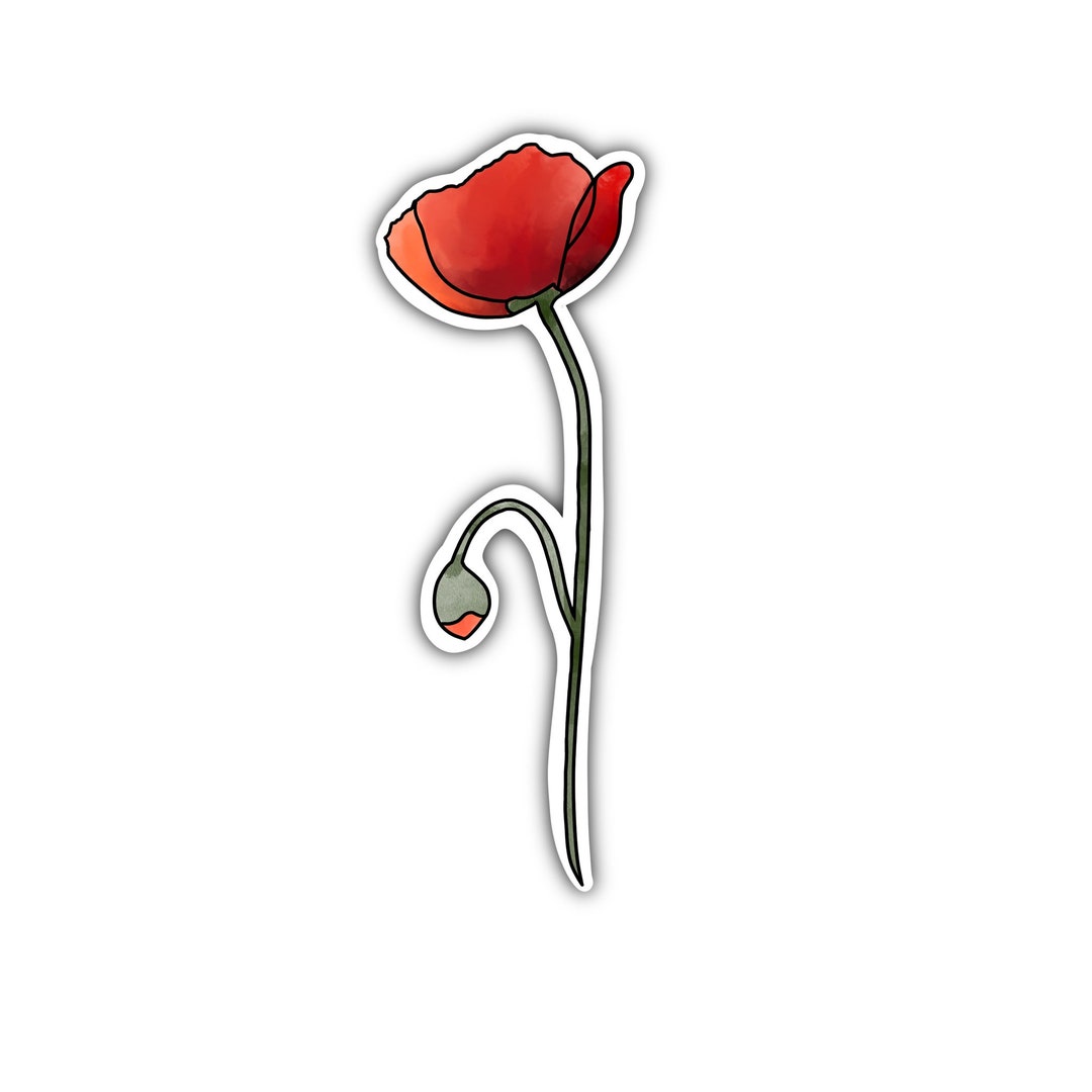 August Birth Flower Sticker | Birth Flower Sticker | Poppy Sticker ...