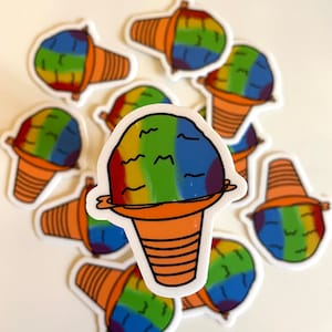 Hawaiian Rainbow Shave Ice Sticker | Summer Ice Cream Sticker