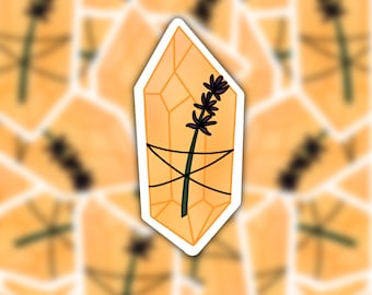 Oranje Citrien Kristal Sticker | De Sticker | van Halloween Edelsteen Sticker | Griezelige sticker | Witchy Sticker | Spooky Seizoen | Herfst Esthetisch