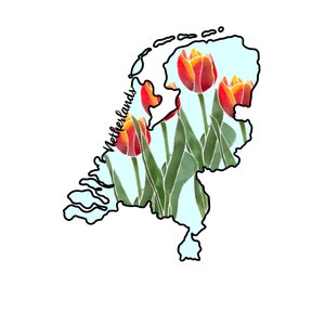 Pegatina de flores de los Países Bajos / Pegatina de tulipán / Pegatina de flores nacionales / Pegatina de los Países Bajos
