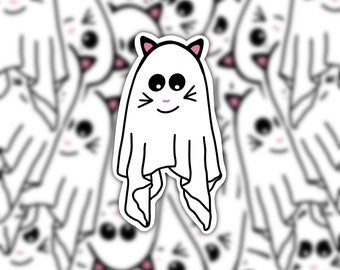 Ghost Cat Sticker / Halloween Sticker / Spooky Sticker / Spooky Season / Cat Sticker