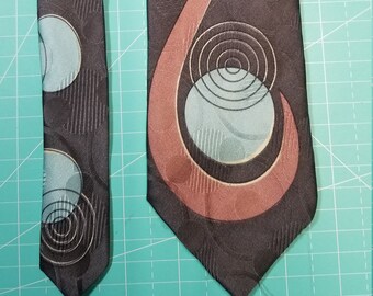 Psychedelic Hippy Martin Wong 100/% Silk Abstract Color Block Bohemian Tie 1980s 1990s UrbanStreetwearHip HopMustard Turquoise Pink