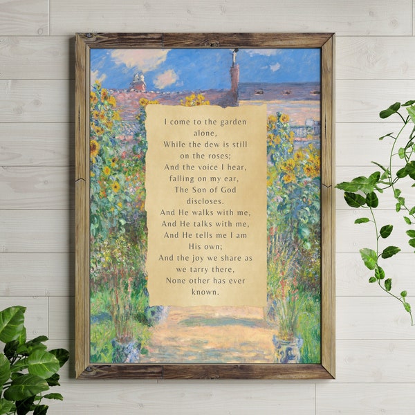 In The Garden Hymn Art, Hymn Wall Decor, Christian Word Art, Instant Digital Download