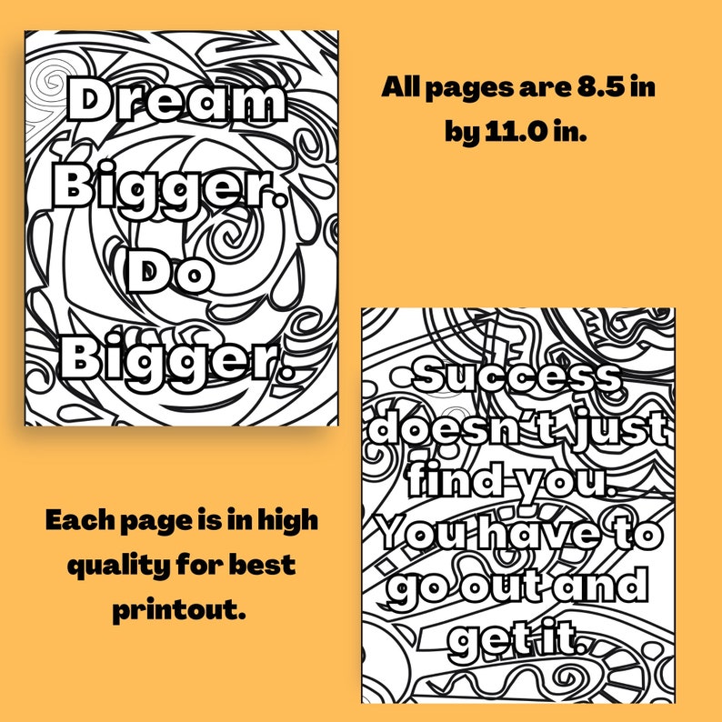 40+ Motivational Coloring Pages for Adults, Digital Coloring Book, Self ...