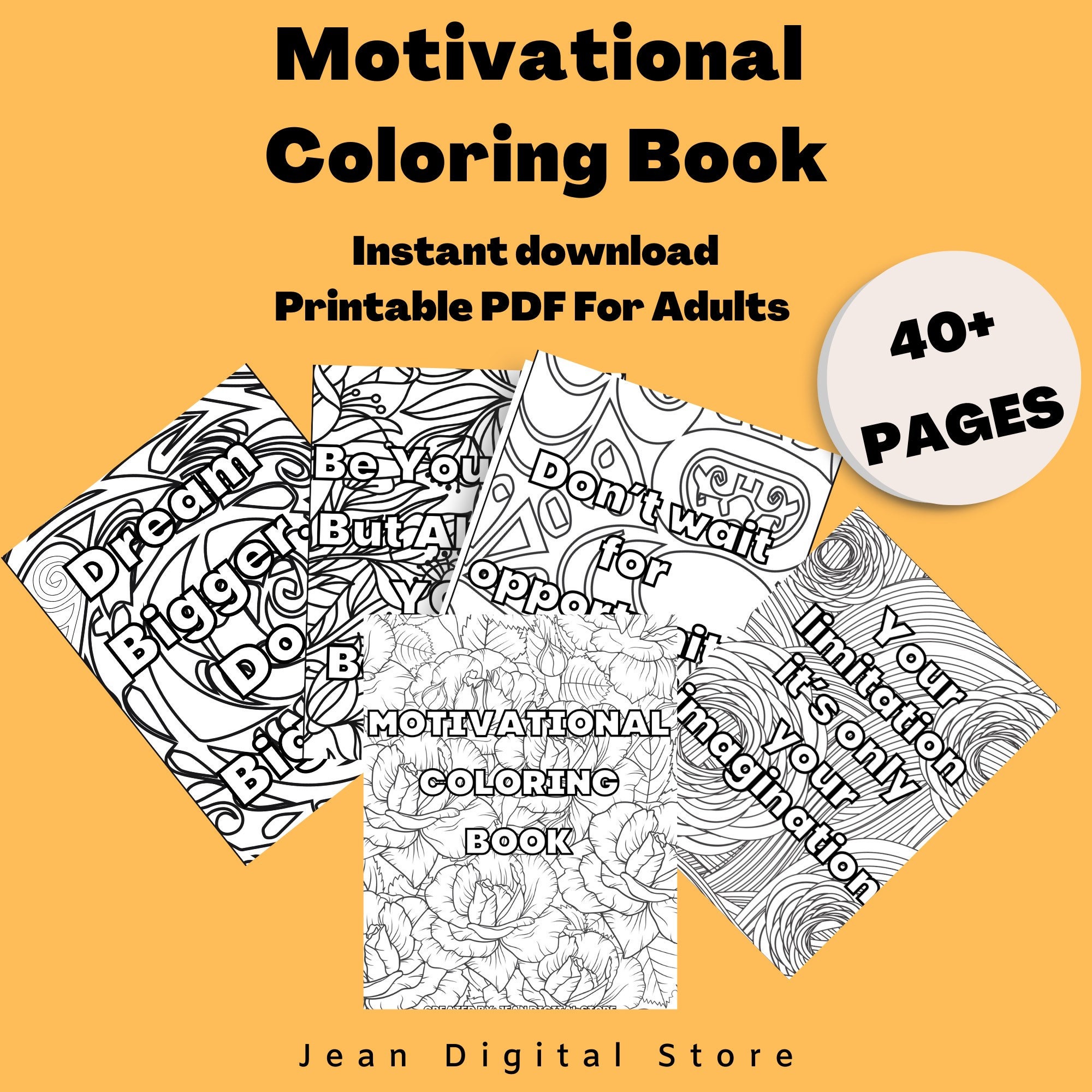 40+ Motivational Coloring Pages for Adults, Digital Coloring Book, Self ...