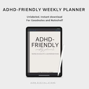 Planificador digital semanal apto para personas con TDAH, planificador GoodNotes para iPad sin fecha, PDF con desglose de tareas para generar ideas