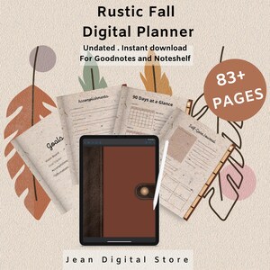 Rustikaler Herbst Digitaler Planer | 90-Tage Ziele, Budget, Wellness Tracker (Digitaler Download)