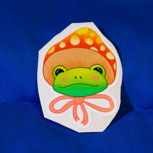 Cottagecore Frog with Mushroom Hat