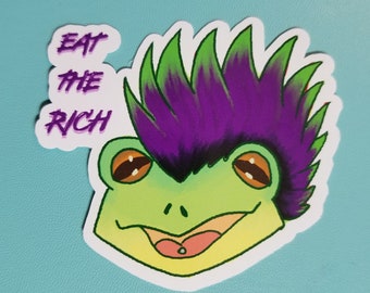 Eat the Rich Punk Frog Sticker