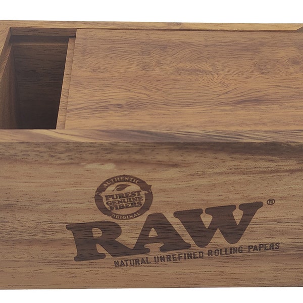 RAW Large Acacia Wooden Storage Box - With Sliding Lid - Stash Box