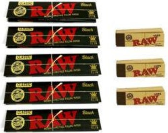 5 Raw Black Kingsize Classic + 3 Raw Tip Booklets