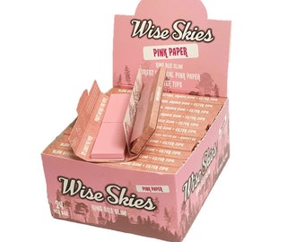 Wise Skies Pink Kingsize Rolling Papers & Tips - Pink Coloured Papers