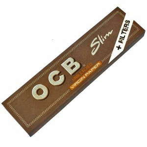 5 X Ocb Kingsize Virgin Unbleached Kingsize Papers With Tips - Combi Pack