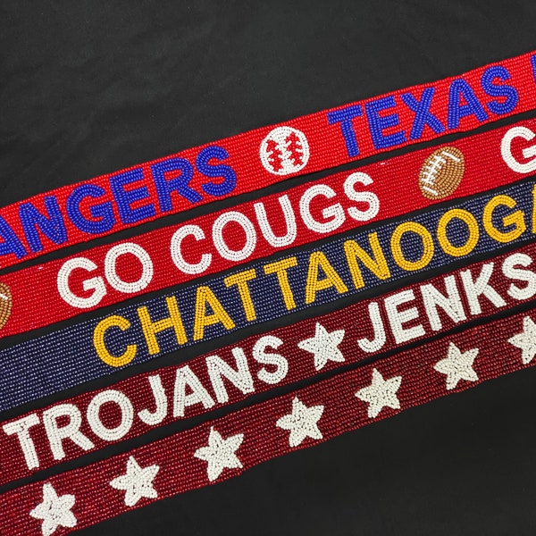 Beaded Purse Strap/ Customized Game Day beaded Straps/Game day accessories/Texas rangers/Go cougs/chattanooga mocs/jenks trojans