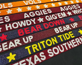 Beaded Purse Strap, Game Day Strap, Cross body Purse Strap,Tennessee vols,Texas southern beaded strap,Rocky top strap,Aggies straps,bear up