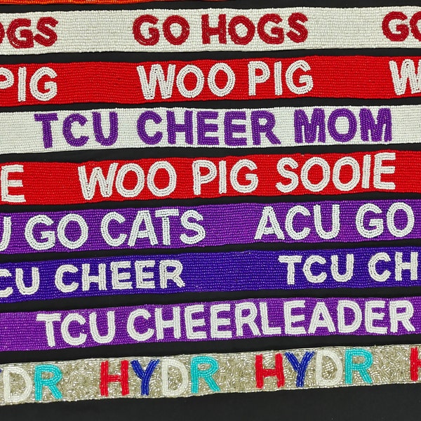 Beaded Purse Strap/ Game Day beaded Straps/TCU straps/TCU/Go Hogs/Woo Pig Sooie.