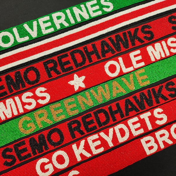 Beaded Purse Strap/Game Day beaded Straps/Game day accessories/Customized handmade beaded strap/wolverines/Semo Redhawks/Ole miss/Greenwaves